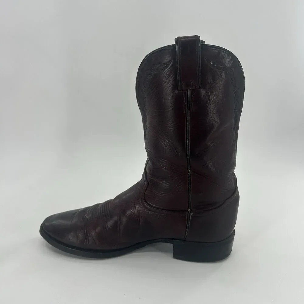 Vintage Tony Lama 0010 Leather Western Cowboy Boots Mens Size 10 Vibram Soles.